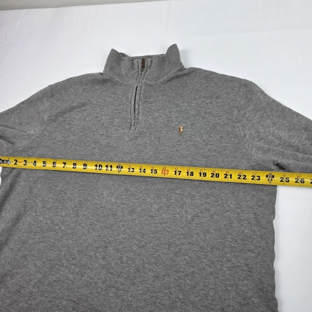 Polo Ralph Lauren Sweater Mens Large Gray Estate Rib Quarter Zip Mock Neck